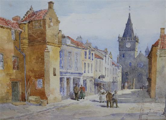 Frank Thompson, watercolour, Pittenween Fifeshire, labelled verso, 24 x 35cm
